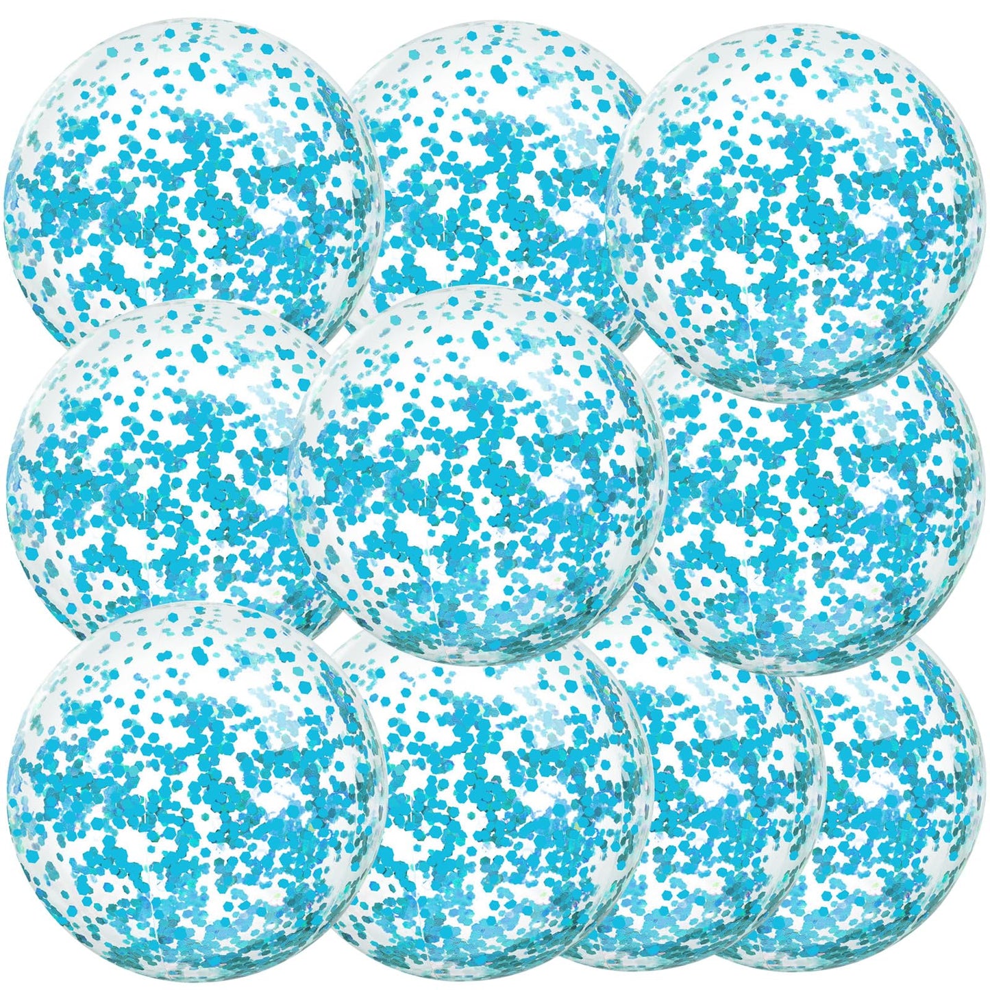 Civaner 10 Pieces Inflatable Beach Balls 16 Inch Glitter Summer Swimming Pool Balls Valentine Outdoor Decor Ball Ornaments Floatable Confetti Ball for Beach Xmas Party Favor(Teal Blue)