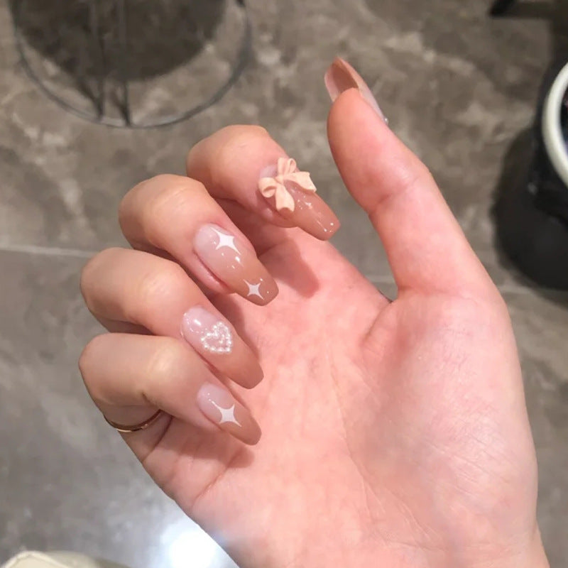 Detachable Mid-length Gradient Love Butterfly Fake Nails