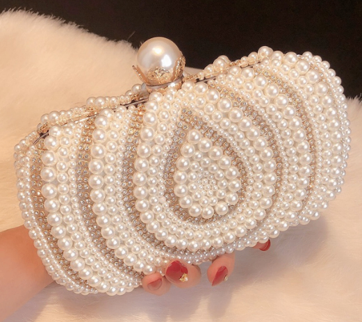 Retro Women's Rhinestone Pearl Handbag Fashion Accessory
