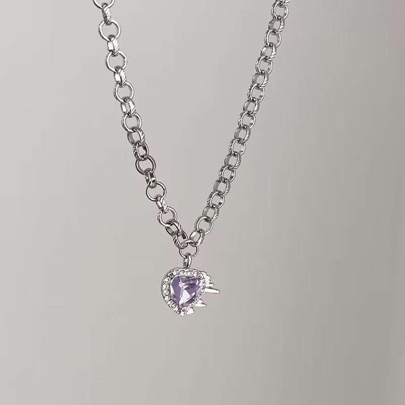 High-Quality Pink Cherry Pearl Stitch Clavicle Chain