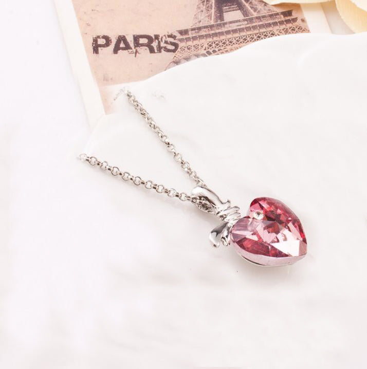 Crystal Heart Necklace - Ocean Heart Design