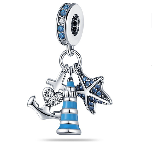 Ocean Blue Dolphin and Seahorse Pendant DIY Accessories