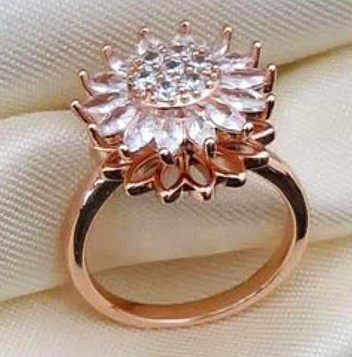 Rotating Full Diamond Sunflower Ring
