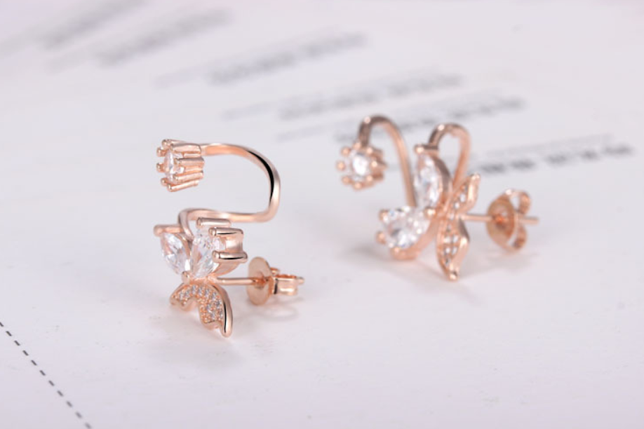 Butterfly Rhinestone Ear Clips (Earrings)
