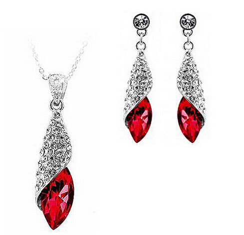 Shiny Rhinestone Earrings and Necklace Set