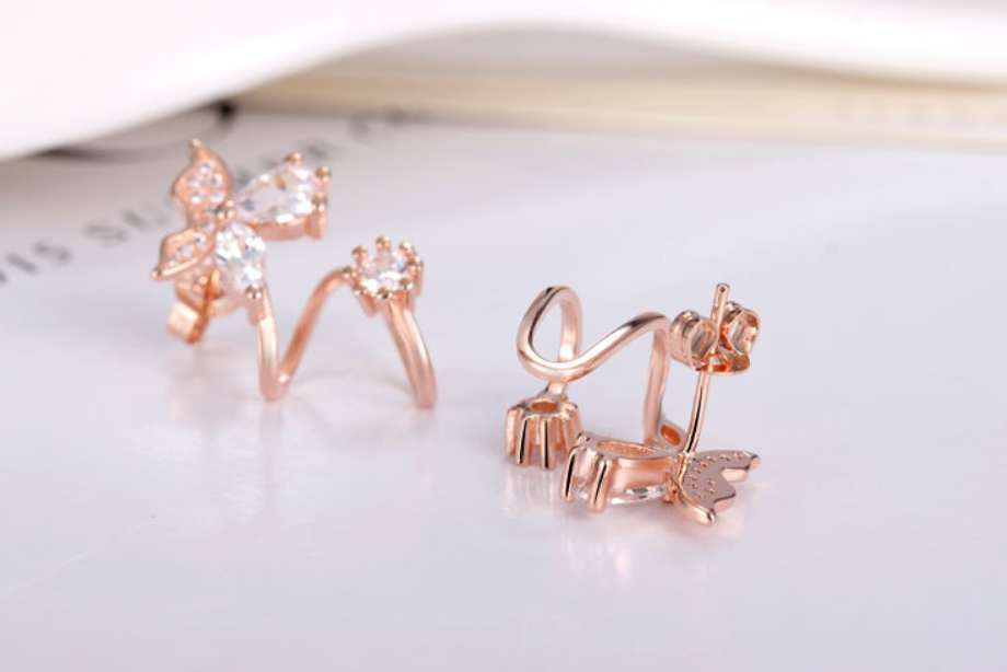 Butterfly Rhinestone Ear Clips (Earrings)