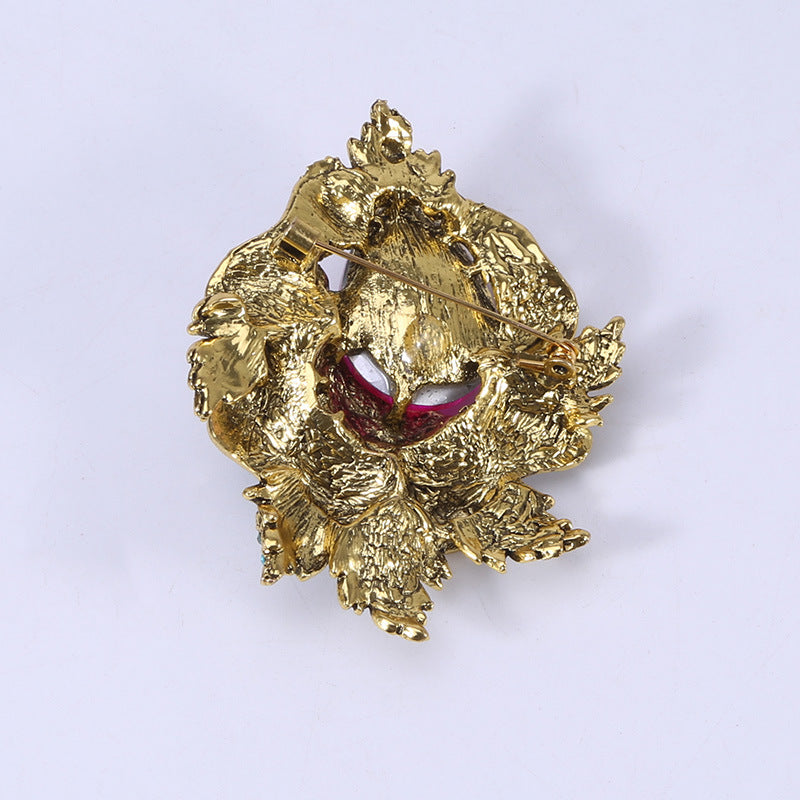 Rhinestone Floral Brooch - Vintage Crystal Accessory