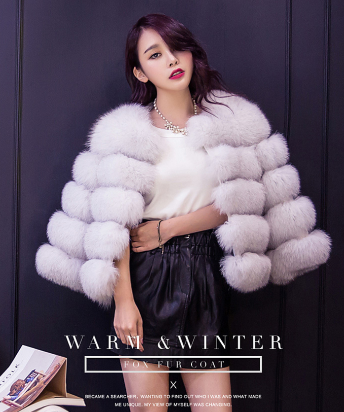 Faux Fur Slim Fit Short Fox Fur Jacket