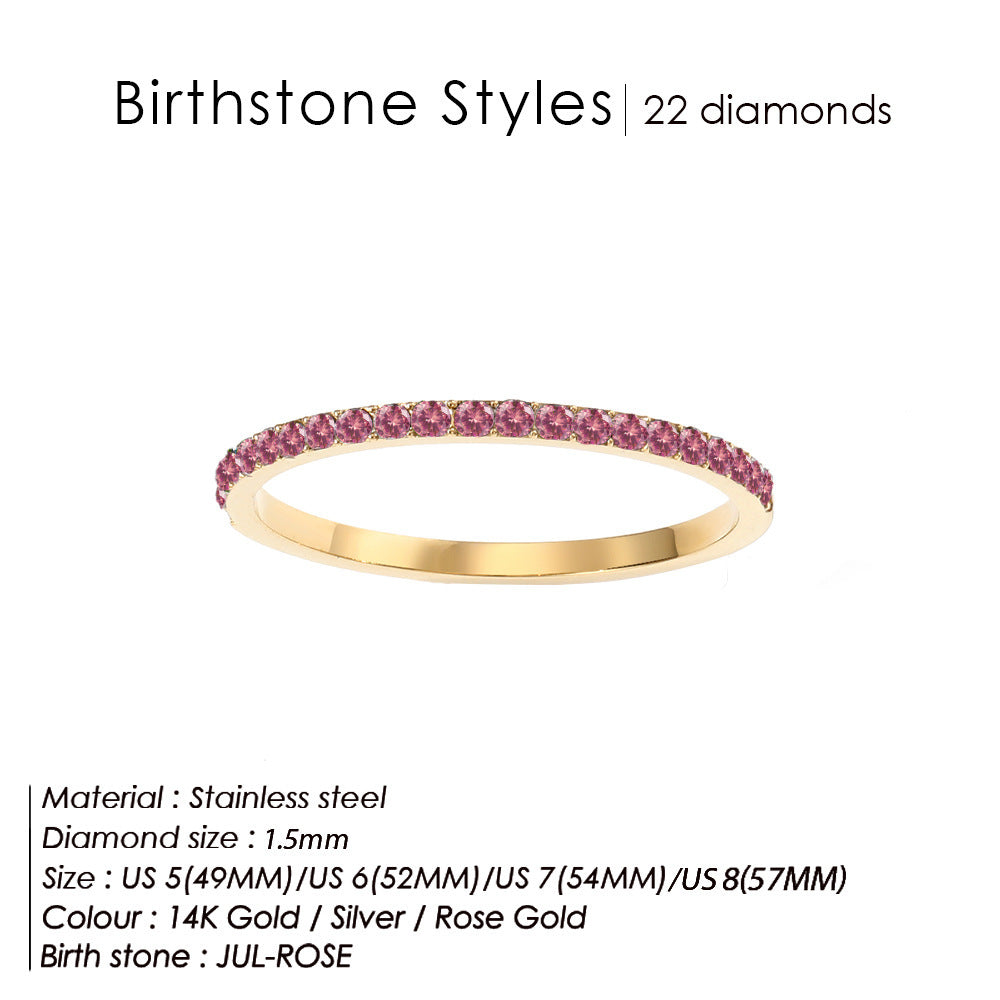 Colorful Rhinestone Stainless Steel Ring