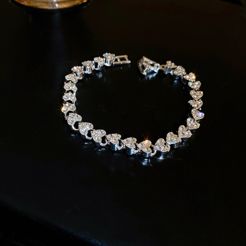 Zircon Inlaid Bracelet with Emerald Green Sparkle
