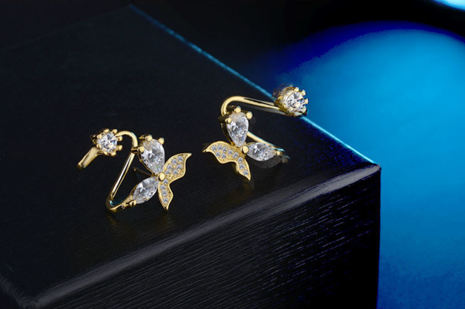 Butterfly Rhinestone Ear Clips (Earrings)
