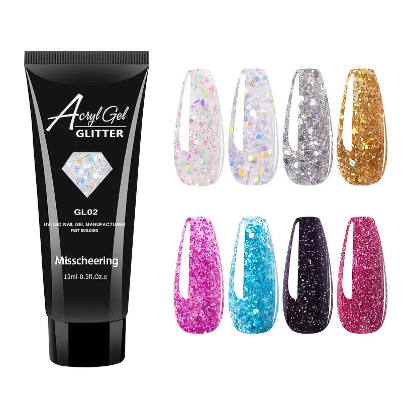 Glitter Builder Gel for Nails - Quick UV Extension Set