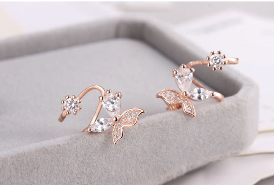 Butterfly Rhinestone Ear Clips (Earrings)