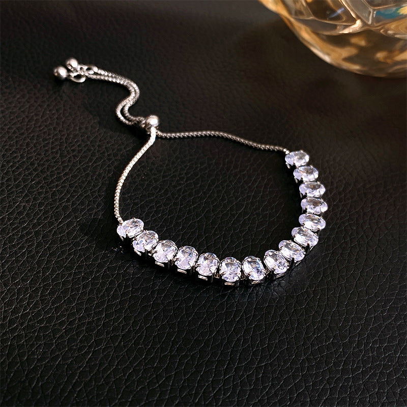 Zircon Inlaid Bracelet with Emerald Green Sparkle