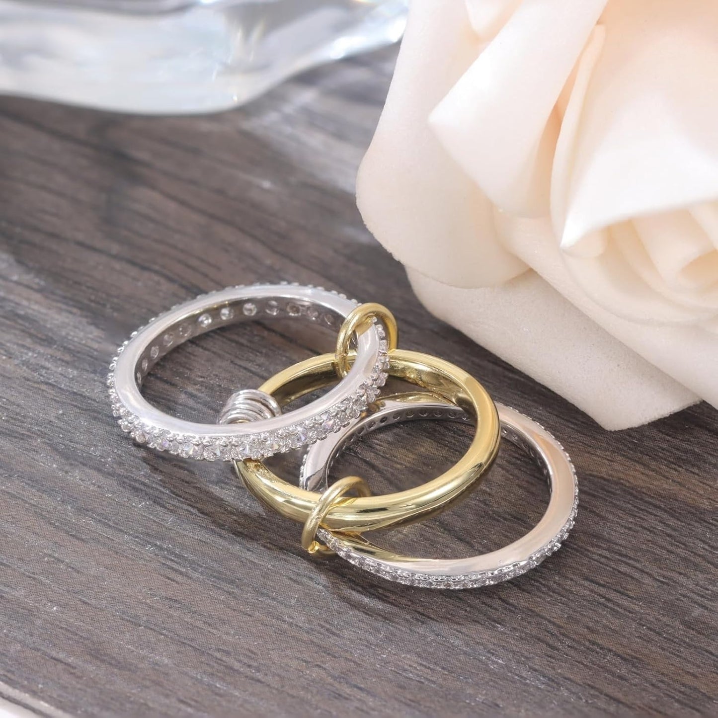 Stainless Steel Diamond Ring