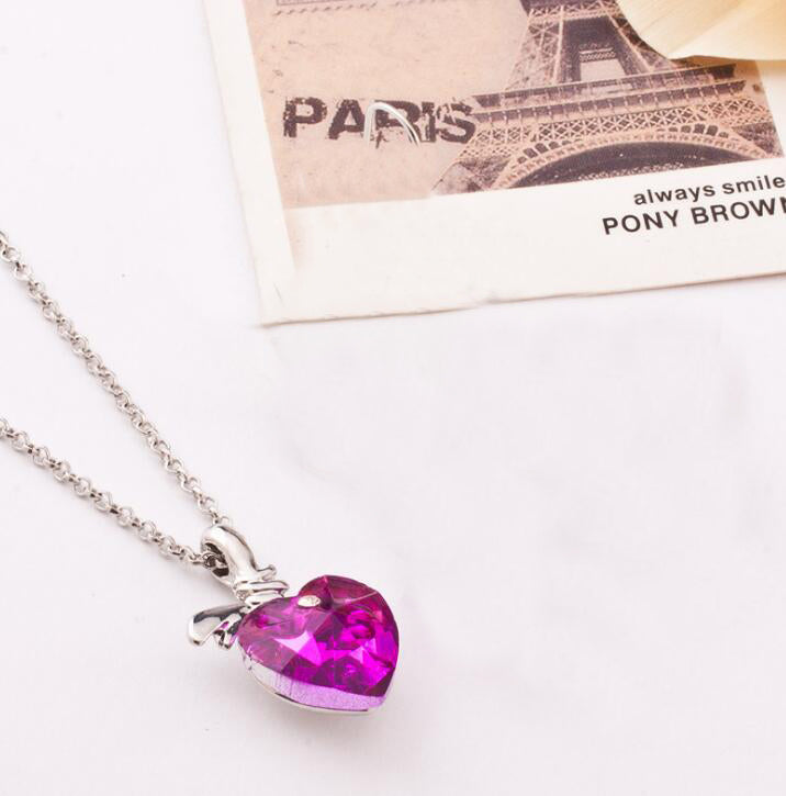 Crystal Heart Necklace - Ocean Heart Design