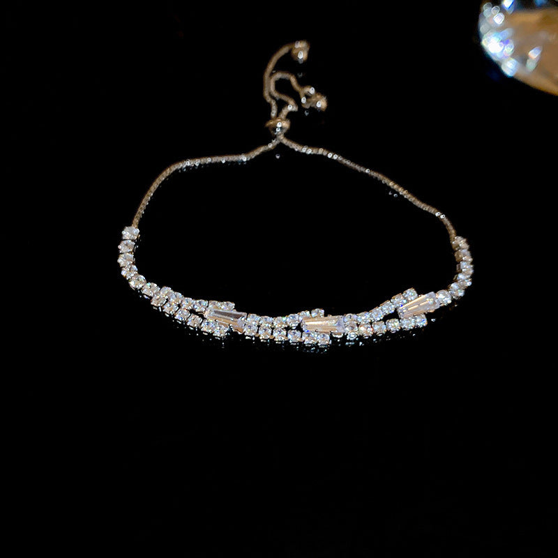 Zircon Inlaid Bracelet with Emerald Green Sparkle