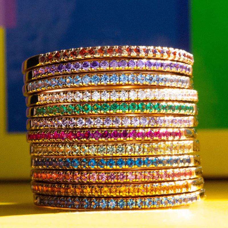 Colorful Rhinestone Stainless Steel Ring