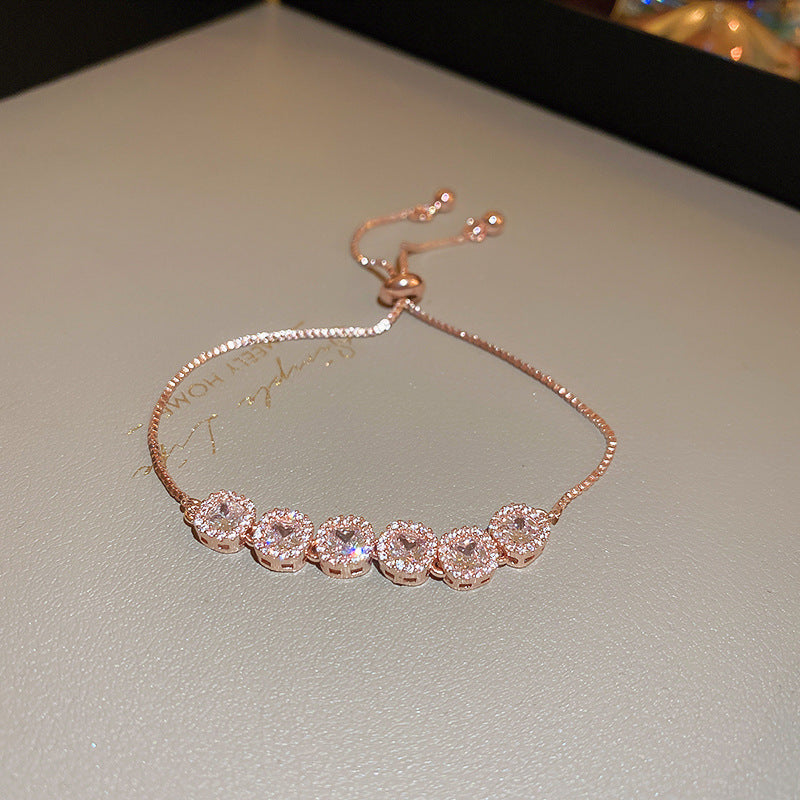 Zircon Inlaid Bracelet with Emerald Green Sparkle