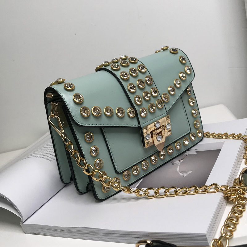 Fashionable Rhinestone Shoulder Chain Crossbody Bag