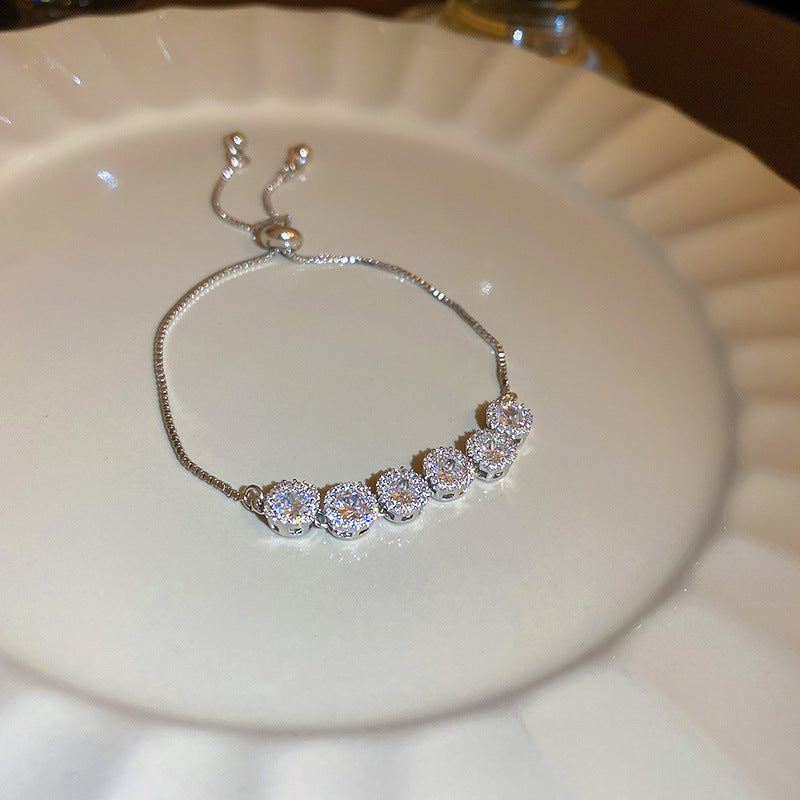 Zircon Inlaid Bracelet with Emerald Green Sparkle