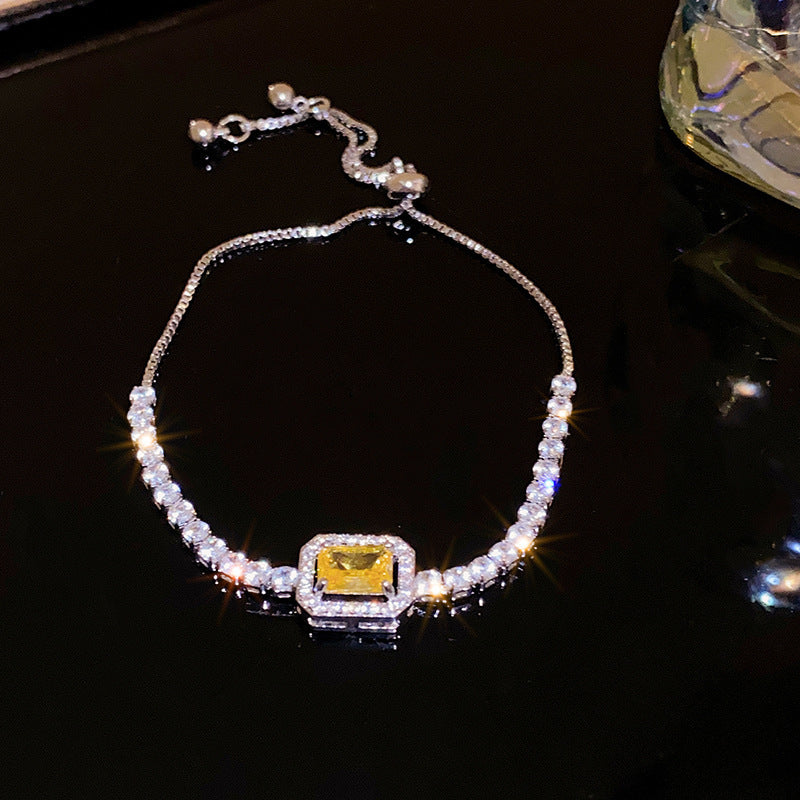 Zircon Inlaid Bracelet with Emerald Green Sparkle