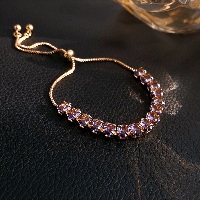 Zircon Inlaid Bracelet with Emerald Green Sparkle