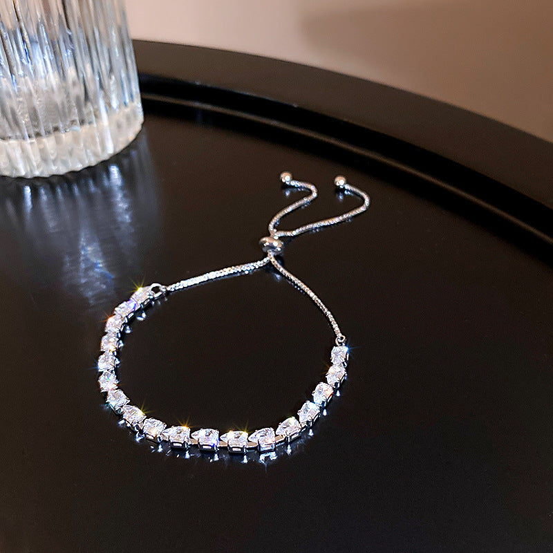 Zircon Inlaid Bracelet with Emerald Green Sparkle