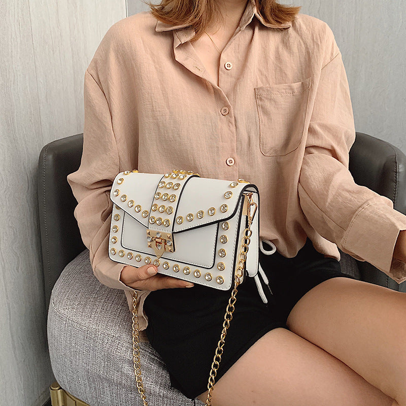 Fashionable Rhinestone Shoulder Chain Crossbody Bag
