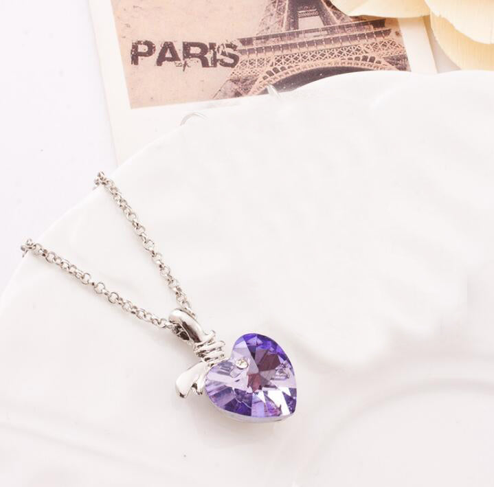Crystal Heart Necklace - Ocean Heart Design