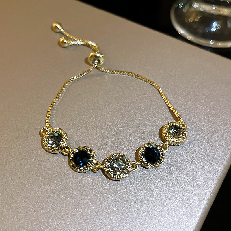 Zircon Inlaid Bracelet with Emerald Green Sparkle