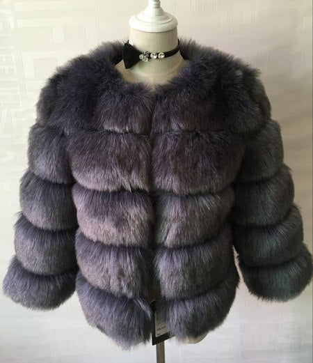 Faux Fur Slim Fit Short Fox Fur Jacket