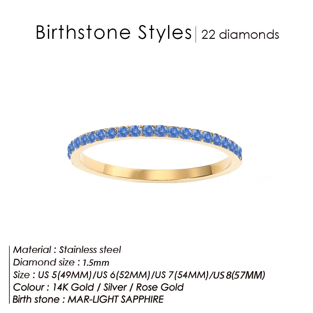 Colorful Rhinestone Stainless Steel Ring