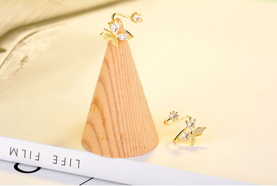 Butterfly Rhinestone Ear Clips (Earrings)