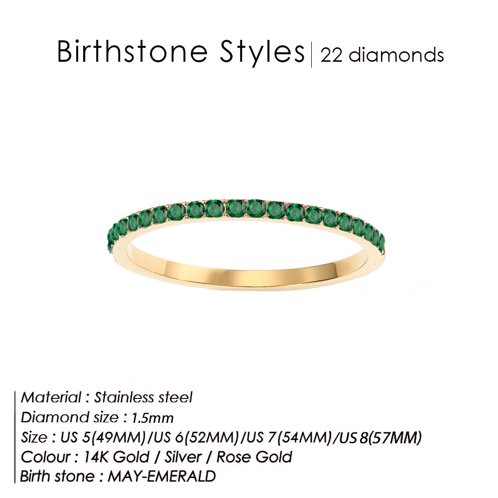 Colorful Rhinestone Stainless Steel Ring