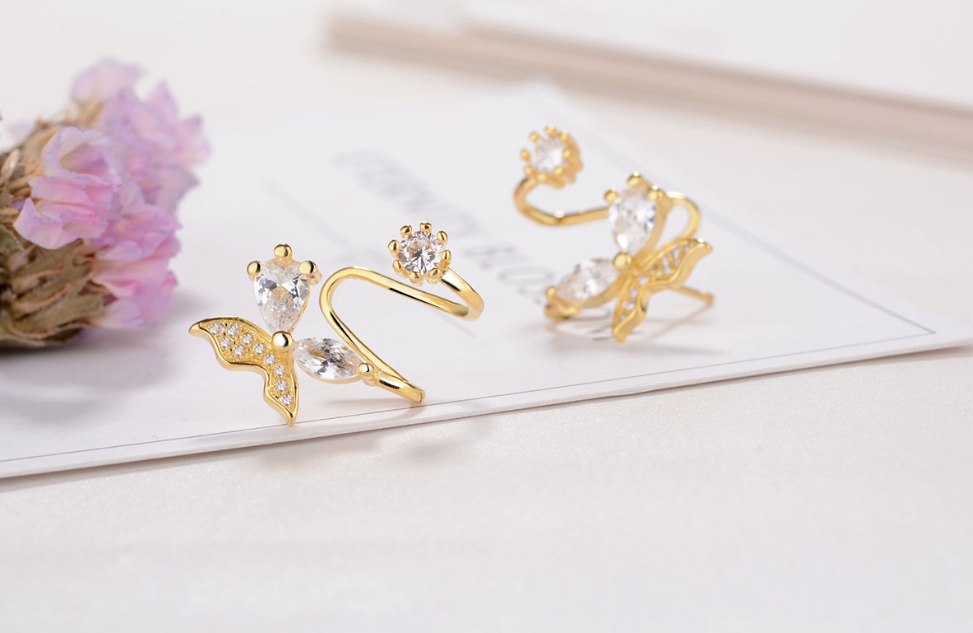 Butterfly Rhinestone Ear Clips (Earrings)
