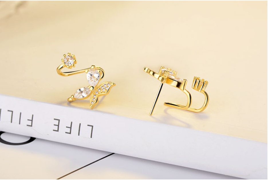 Butterfly Rhinestone Ear Clips (Earrings)