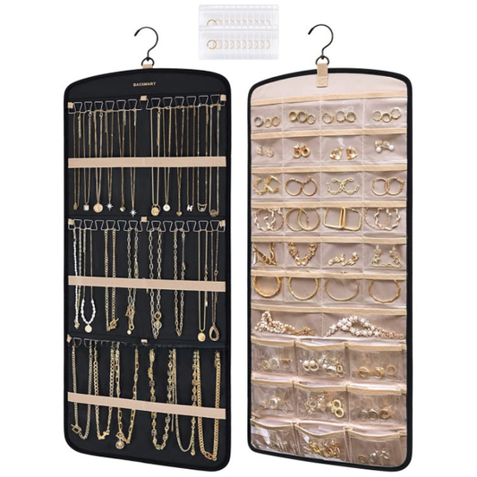 Amazon Jewelry Roll Organizer with Metal Hooks