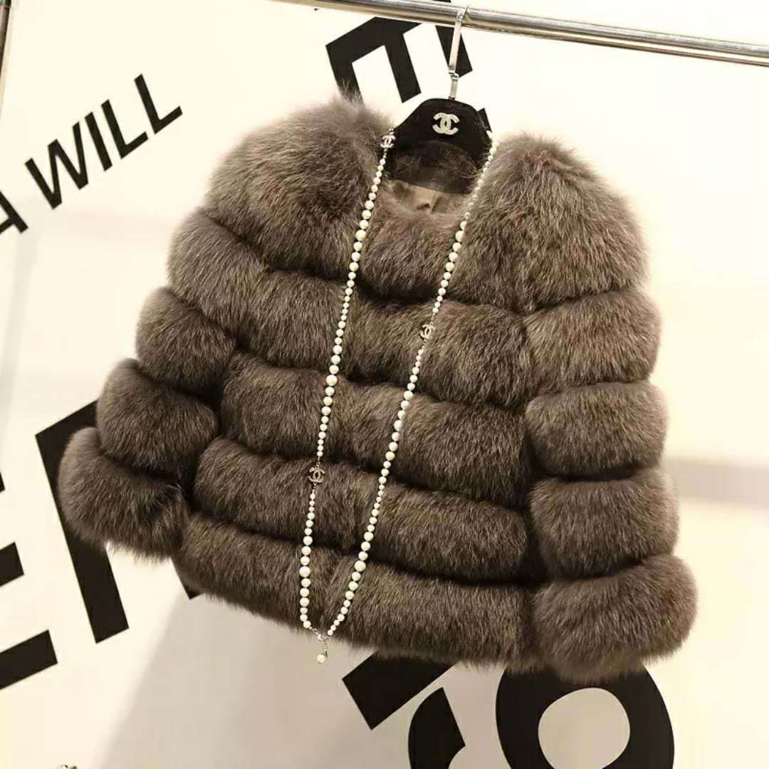 Faux Fur Slim Fit Short Fox Fur Jacket