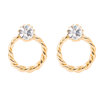 Personalized Rhinestone Twisted Earrings - Fashion Accessory