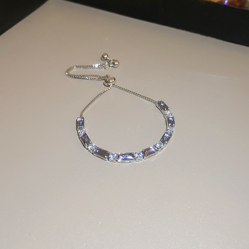 Zircon Inlaid Bracelet with Emerald Green Sparkle