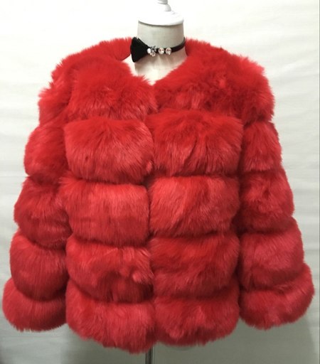 Faux Fur Slim Fit Short Fox Fur Jacket