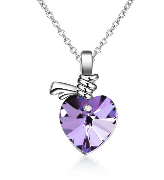 Crystal Heart Necklace - Ocean Heart Design