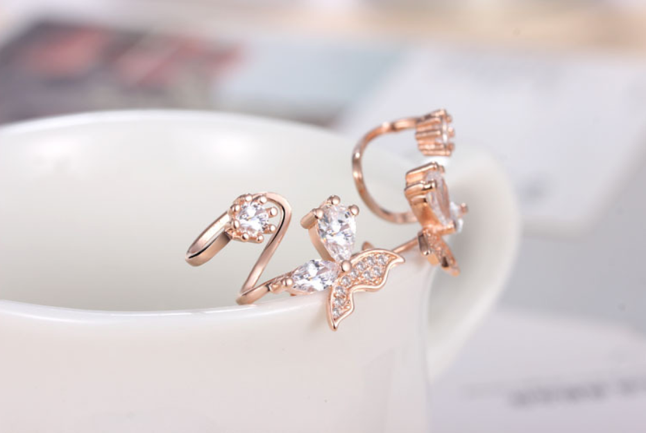 Butterfly Rhinestone Ear Clips (Earrings)