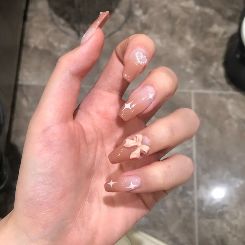 Detachable Mid-length Gradient Love Butterfly Fake Nails