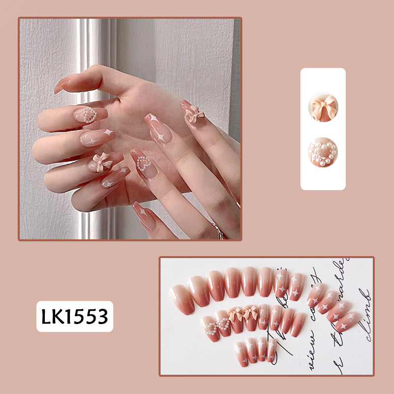 Detachable Mid-length Gradient Love Butterfly Fake Nails