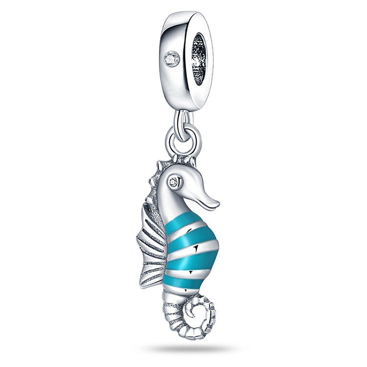Ocean Blue Dolphin and Seahorse Pendant DIY Accessories