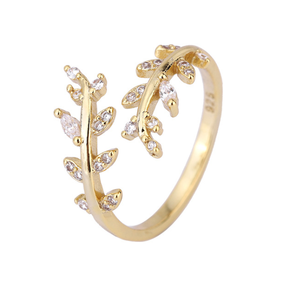 Refined Rhinestone Leaves Twigs Fashion Ring