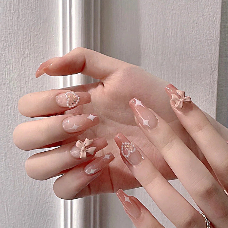Detachable Mid-length Gradient Love Butterfly Fake Nails