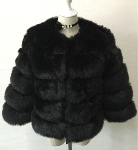 Faux Fur Slim Fit Short Fox Fur Jacket